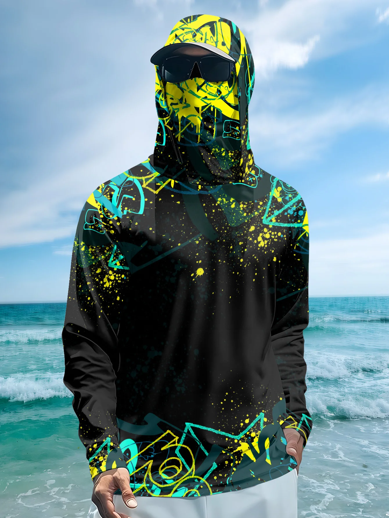 Hoodie Pancing Pria UPF50+ den - Fishing Mask Sun Protection ulasan dan harga